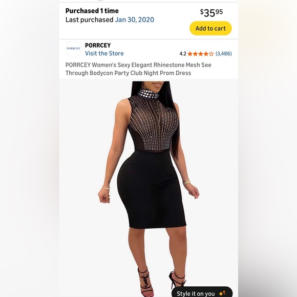 Black Mini Dress with Rhinestones - Picture 10 of 10